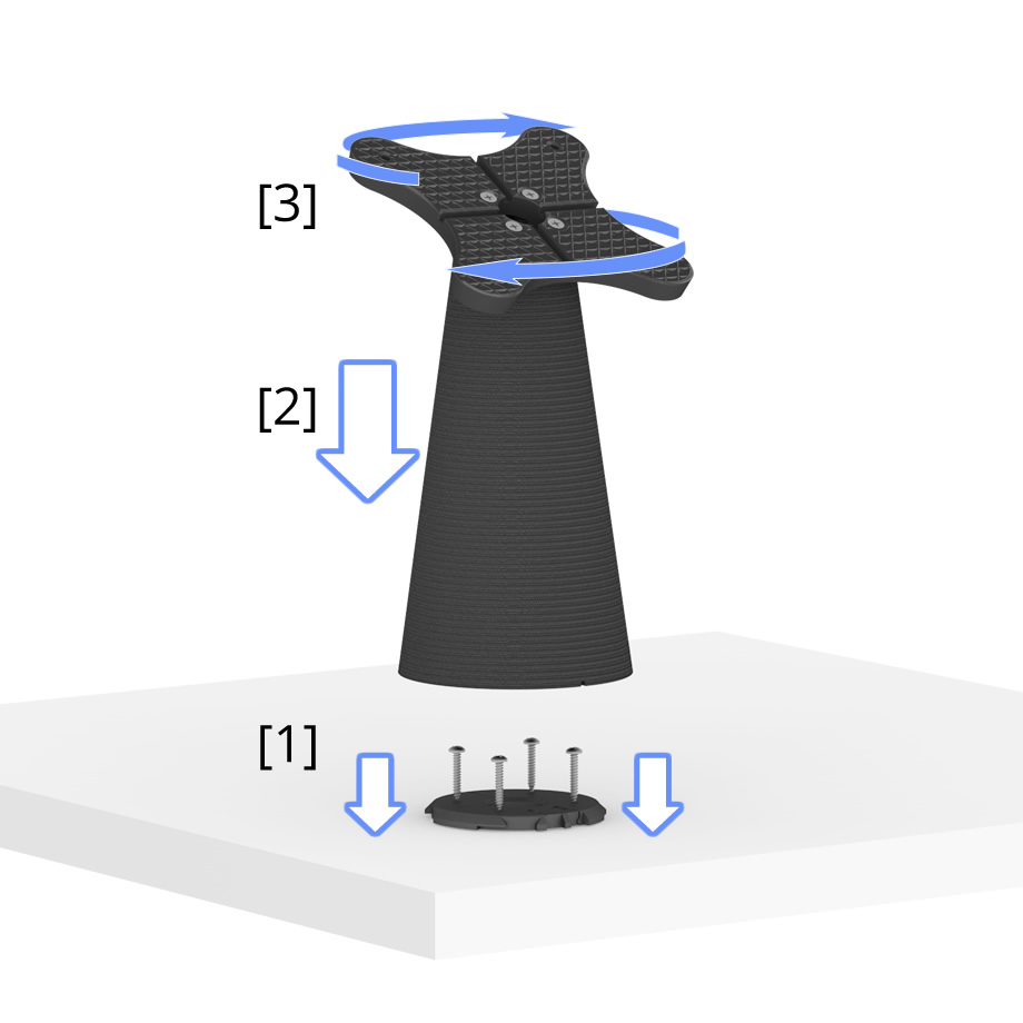 3-Step snap-in Installation - Fixed Surface Mount Lite