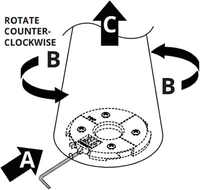 Disassembly Instructions Diagram  - Fixed Surface Mount Lite