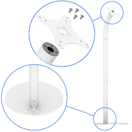 Detailed Top VESA Plate and Bottom Base Piece Views - Fixed VESA Floor Stand