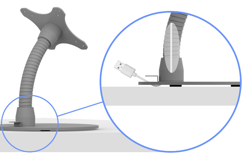 Hidden wiring built-in - Portable Flexible VESA Table Surface Mount